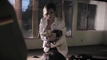 slutty students gangbanged rough by homeless dude threesome