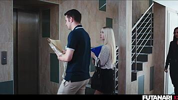 Cute blonde nata gold facefucked by futa shemale amirah