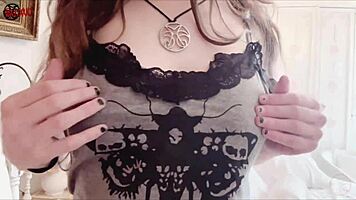 Skinny italian doll's perfect natural tits beg for titjob action