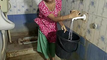 desi babe blows mind before hard bathroom fuck