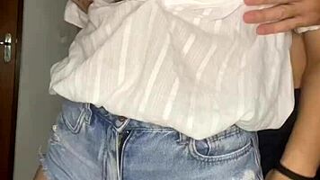 Debora Mendes, intense deepthroat on Wellington's huge cock then rides doggy finish?