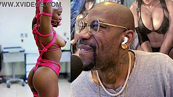 Tight ebony baddie bound in ropes takes anal with jiggly ass drooling