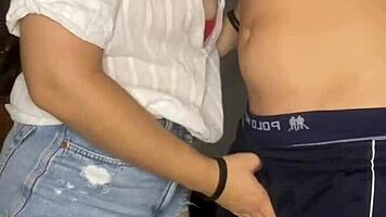 Debora Mendes, intense deepthroat on Wellington's huge cock then rides doggy finish?