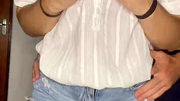 Debora Mendes, intense deepthroat on Wellington's huge cock then rides doggy finish?