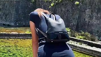 yo, 18yo flashing public then rough bj doggy and cowgirl outdoors!