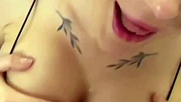 big dick brunette gives juicy sloppy blowjob titty fuck post gym pov