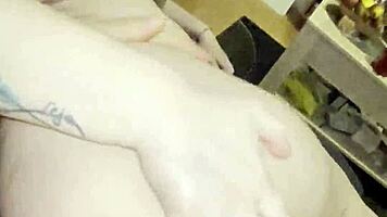 Blonde babe jumps on huge cock riding hard until massive creampie floods her pussy