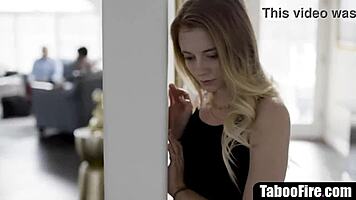 blonde teen deepthroats stepdaddy's monster cock after mommy vanishes