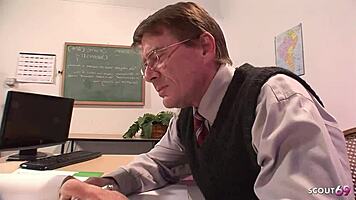 hey flexible teen talk your ugly old teacher into monster cock doggy?