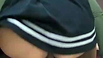 Latina bounces juicy ass on giant dildo