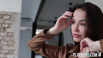 petite czech elilith noir strips naked teasing her small tits for playboy