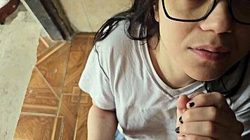 Estefani rims and fucks her hot cousin outside the house like a total slut!