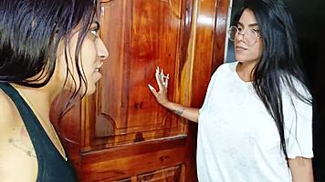 Homemade lesbian couple rubs juicy pussies in delicious frenzy