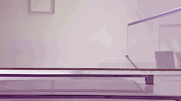 petite brunette bored ignored bathroom miniskirt socks