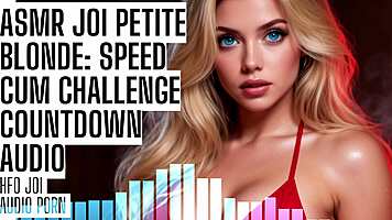 Petite blonde gives asmr joi speed cum challenge with dirty talk countdown to hfo