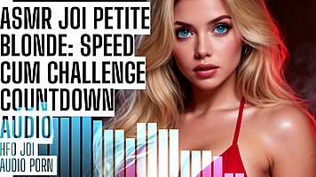 Petite blonde gives asmr joi speed cum challenge with dirty talk countdown to hfo
