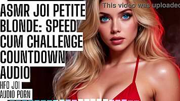 Petite blonde gives asmr joi speed cum challenge with dirty talk countdown to hfo
