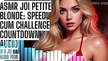 Petite blonde gives asmr joi speed cum challenge with dirty talk countdown to hfo
