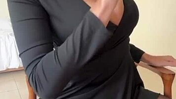 jerking off blasts hot load all over busty milf's milky natural tits