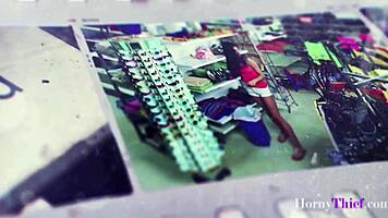 Teen thief caught shoplifting gets roughly filled with cum