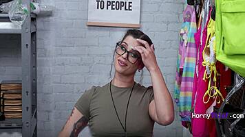 Teen thief caught shoplifting gets roughly filled with cum