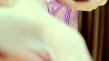 slipping into my new purple lingerie feels amazing while i rub my plump pussy to orgasm