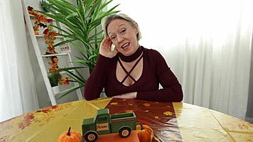 Blonde teen Breezy Bri teases with wet pussy during holiday fun then rides cowgirl hard