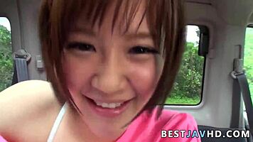 asian babe blows cock hard while driving uncensored jav