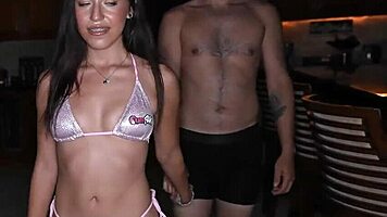 Cum drain floods skinny babe's tight quivering cunt