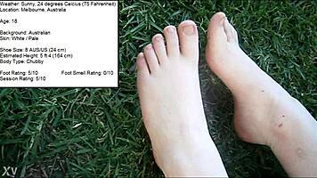 aussie chubby teen's fat outdoor feet toes teased