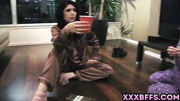 teen bff sluts lesbian pajama party strapon pussy toys?