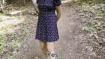 russian petite milf stranger offers creampie in forest skirt hike 🌳🍆