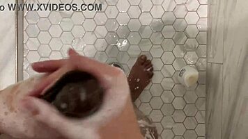 Hot TEEN Joins SHOWER For Intense HANDJOB And CUM