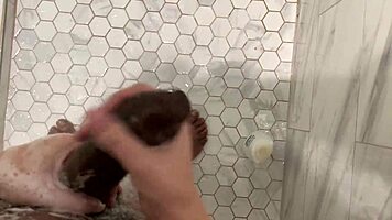 Hot TEEN Joins SHOWER For Intense HANDJOB And CUM