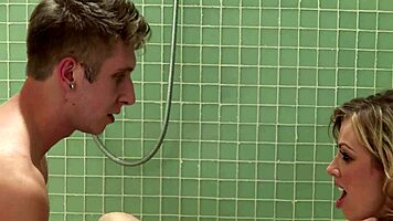 on my knees in shower for adrianna nicole hot dp threesome