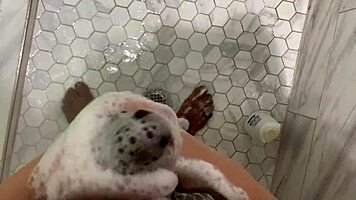 Hot TEEN Joins SHOWER For Intense HANDJOB And CUM