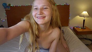 a cute blonde masturbates her shaved pussy closeup and orgasms hard 💦🔥