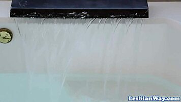 Busty Milf and Teen Scissor Passionately in Bath