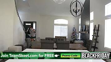 Busty girlfriend smashed by horny boyfriend in front of stepdad 😈🔥