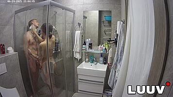 Kareflore and abbadon flash tits in voyeur shower for reality fans