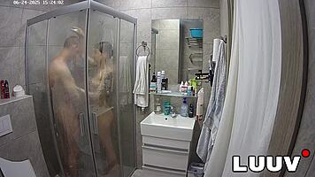 Kareflore and abbadon flash tits in voyeur shower for reality fans