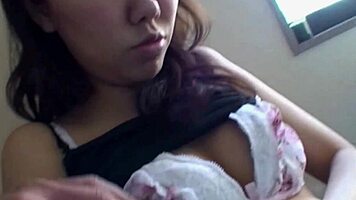Beautiful japanese babe rides cock in sexy thigh highs