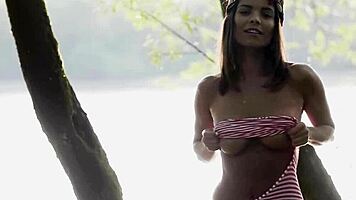 Amazing European Huge Boobs Model Natalie Costello Poses Fully Naked Stripping