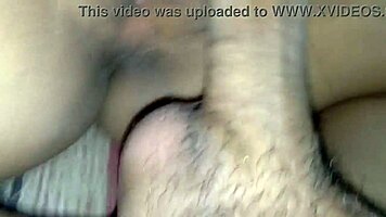 Young cuckold watches old stud fuck his babe then licks creampie pussy