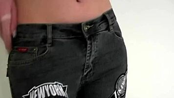 hey slutty brunette wanna strip off those tight jeans and show your small tits ass?