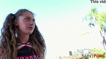 Elena Cheerleader Delivers Blonde Blowjob Cumshot Facial