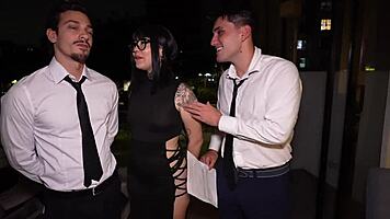 acadia hell screams through wild threesome double penetration rough tattooed slut pounding