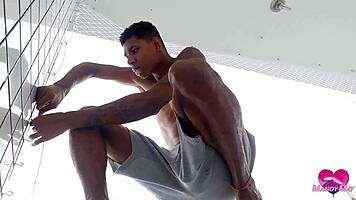 100 anal creampie in her gaping asshole on balcony no pussy action