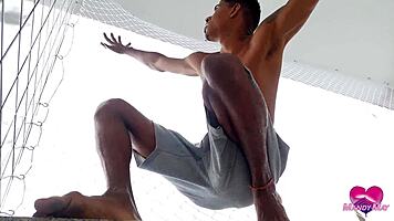 100 anal creampie in her gaping asshole on balcony no pussy action