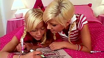 Petite blonde Laney fingers herself in ripped stockings